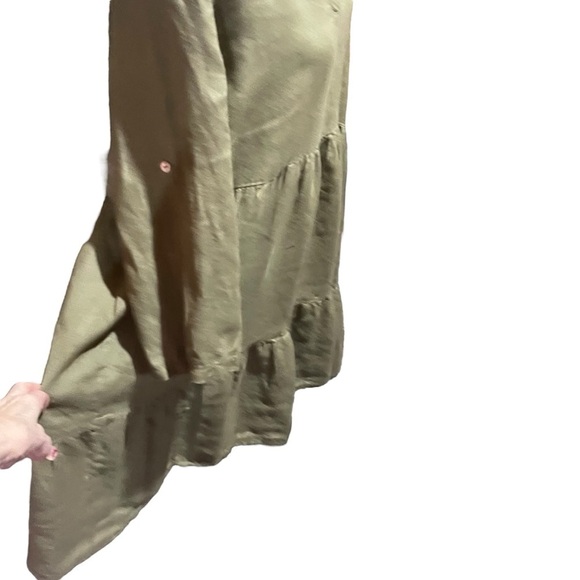 Bellambra Linen Dress-Layered-Ruffled-V Neck-3/4 Sleeves-Size Medium-Made Italy - Picture 9 of 10